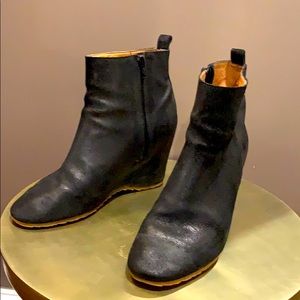 Margiela MM6 black nubuck hidden wedge bootie